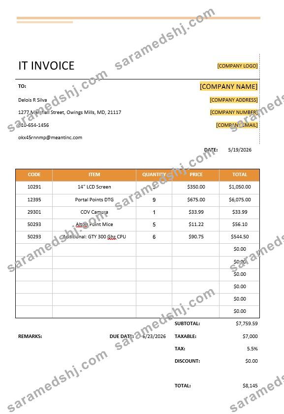 Simple IT Invoice Template